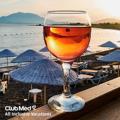 An advertisment for an all-inclusive vacation company