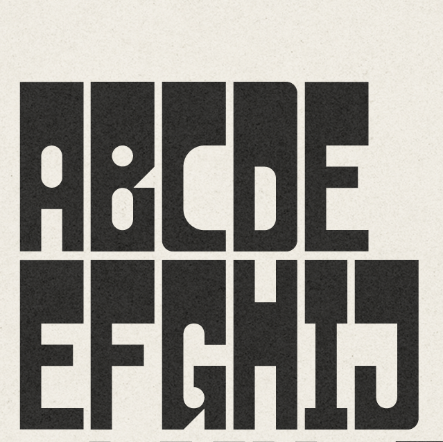 The character map for a custom typeface called Lead Head